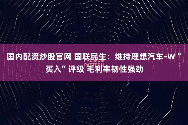 国内配资炒股官网 国联民生：维持理想汽车-W“买入”评级 毛利率韧性强劲